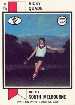 1974 Scanlens VFL #91 Ricky Quade Front